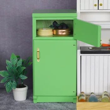 Yeşil Minyatür Buzdolabı Buzdolabı Dollhouse Mini Mutfak Oturma Odası Yemek Odası Dekorasyon Aksesuarları