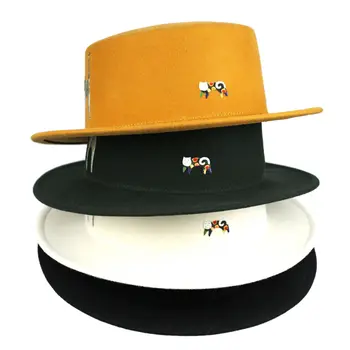 Yün Fedoras Şapka Kadınlar İçin kubbe kapağı Sonbahar Kış Sıcak Güzel Hayvan Karikatür Moda Lüks Şapka Kaput Kilise Şapka chapeau femme