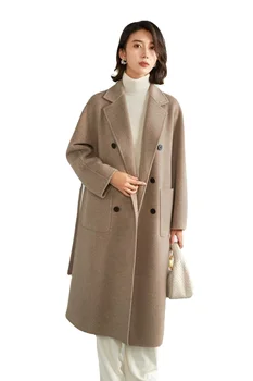 Çift yüzlü tüvit ceket kadın yüksek anlamda kaşmir yün ceket Kore ceket