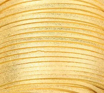 Ücretsiz Kargo 100Yds Glitter Metalik Altın Sarı Düz suni Deri Süet Kordon, 3mm Kordon,sahte Süet Kordon Bilezikler için 3mm