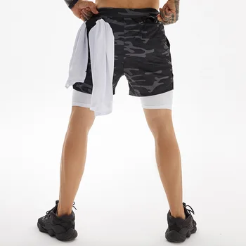 【M-5XL】 Erkekler spor fitness şortu Koşu Eğitim Spor Salonu 2 İn 1 Hızlı Kuru kısa pantolon