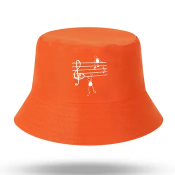 Müzik Notaları Komik Baskı Erkekler Kadınlar Casual Sonbahar Kova Şapka Açık Güneş Koruyucu plaj şapkası Güneş Yürüyüş balıkçılık şapkası